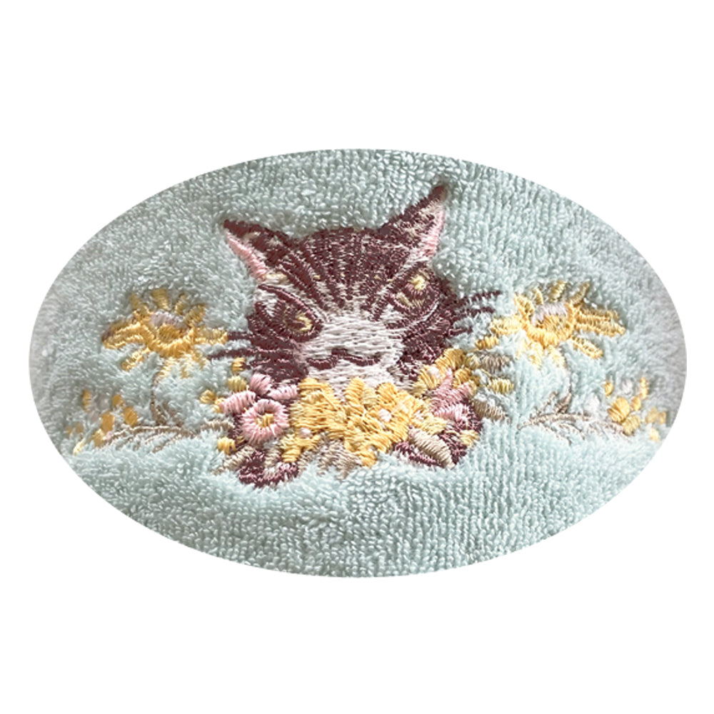 刺繍スリッパ ミモザ・ライトグリーン