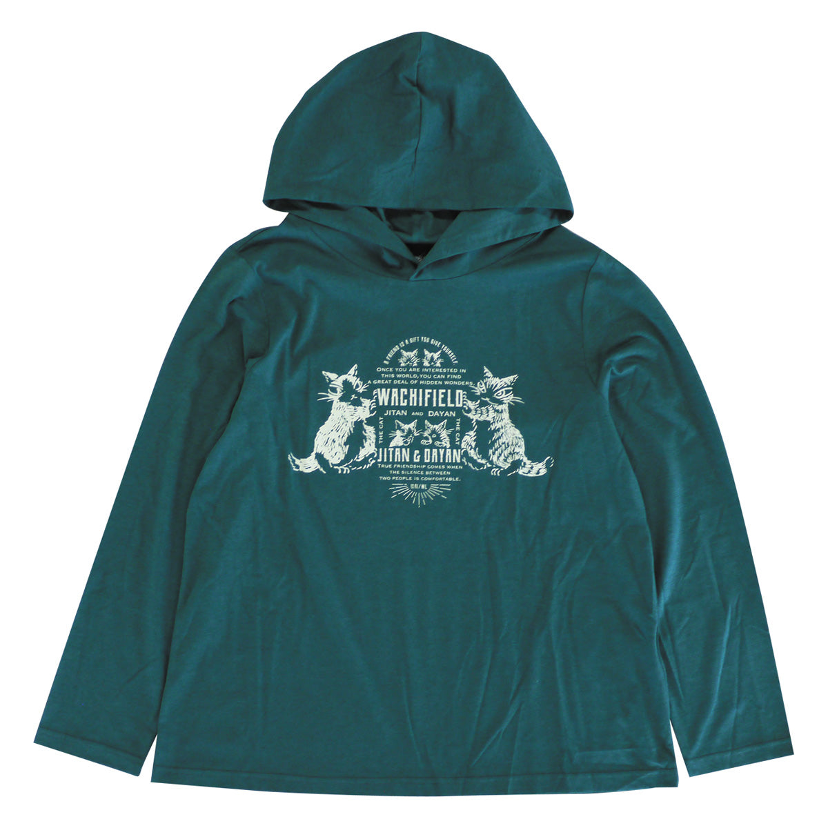 フード付さらっと長袖T M DJ 緑