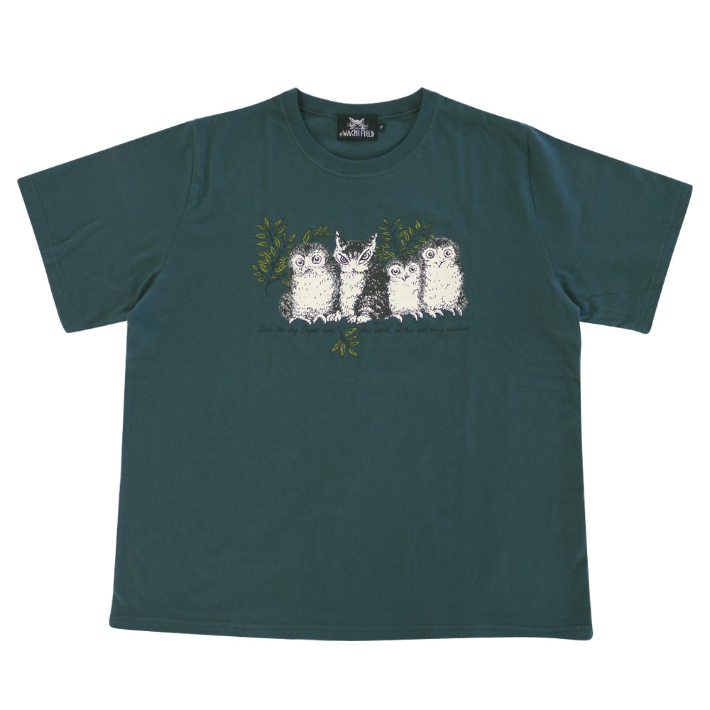 プレーン T М ふくろう 深緑