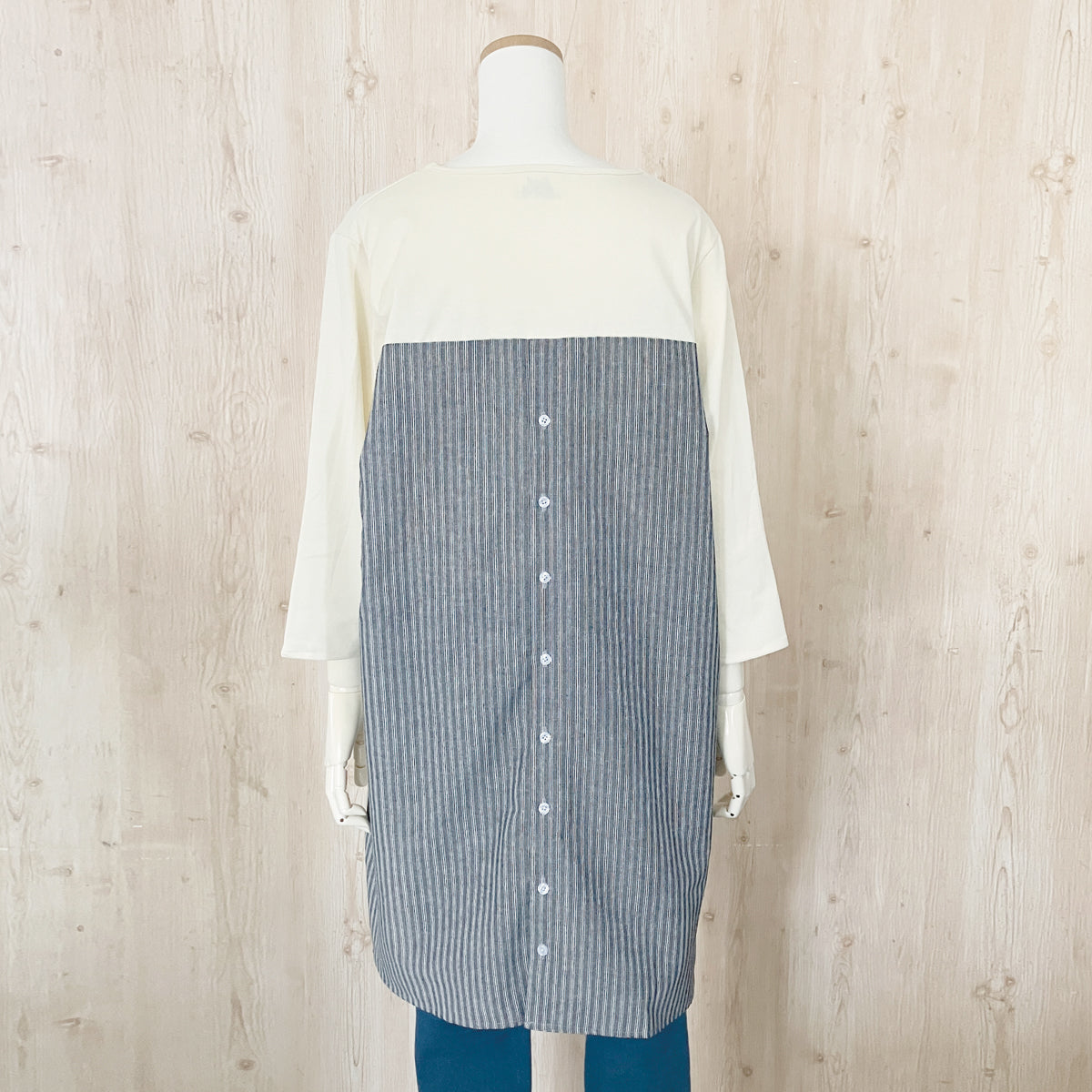 異素材チュニック F 王冠 生成×灰