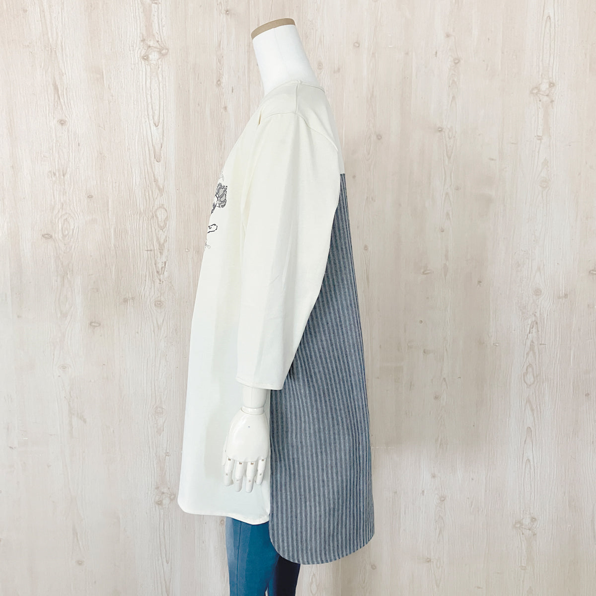 異素材チュニック F 王冠 生成×灰