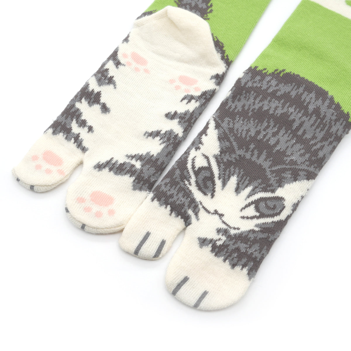 足袋ソックス 猫のしっぽ・もえぎ