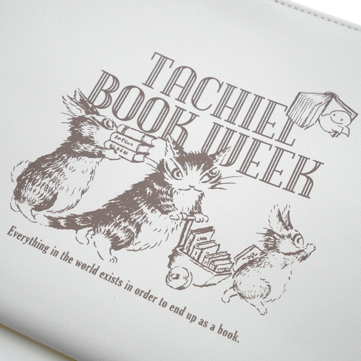 配色合皮フラットポーチ 読書・灰黄