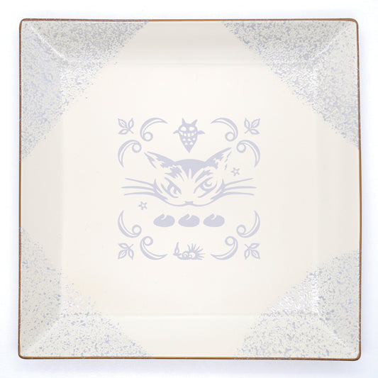 【予約】塗り角皿大 ねずみパン・アイボリー