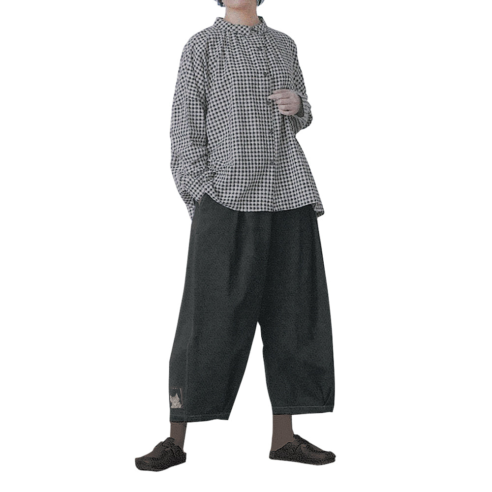 裾タックニットデニムパンツ　F　黒
