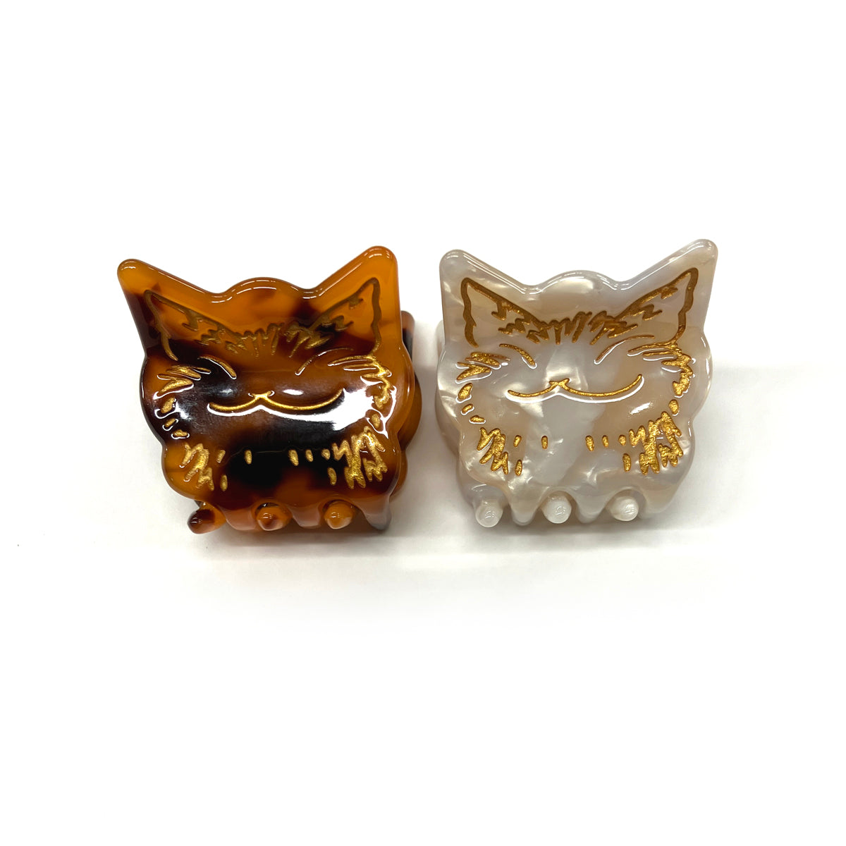 猫ミニヘアクリップ２Ｐ　にこにこ