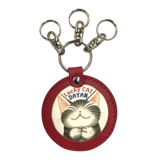 【予約】レザーキーホルダー うんのいいねこ