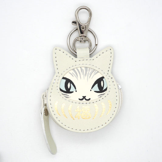 【予約】猫だるま小銭キー＃２ 白・バニラ