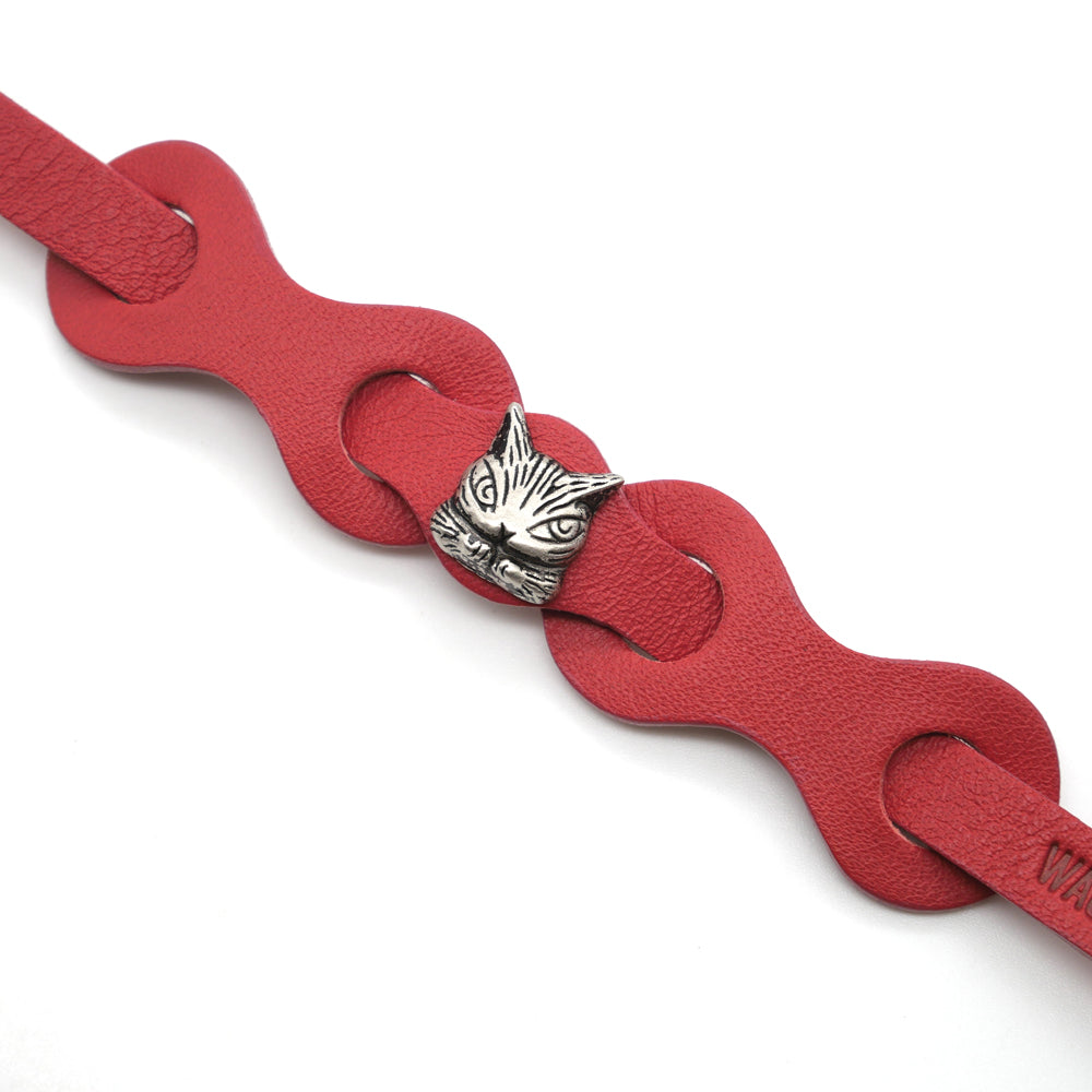 【予約】レザーリング猫首輪 赤