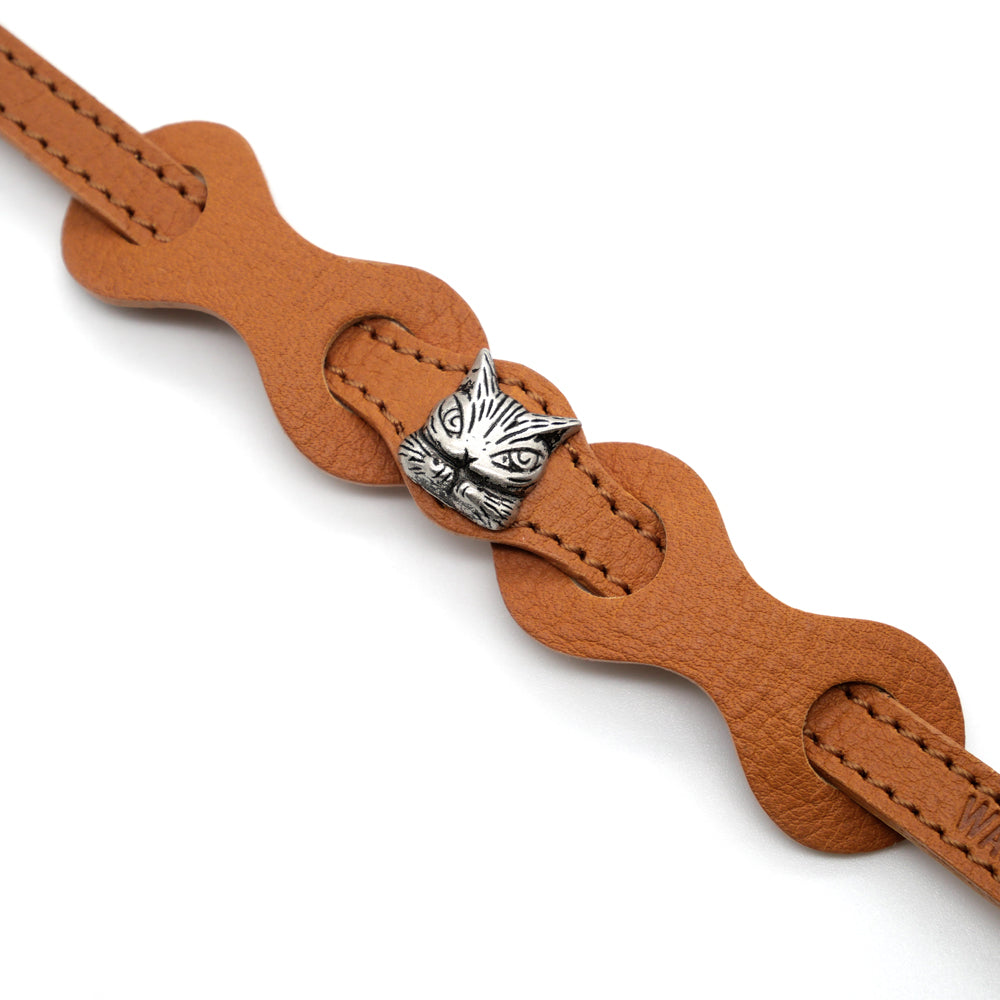 【予約】レザーリング猫首輪 キャメル