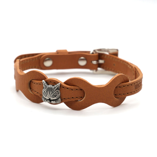 【予約】レザーリング猫首輪 キャメル