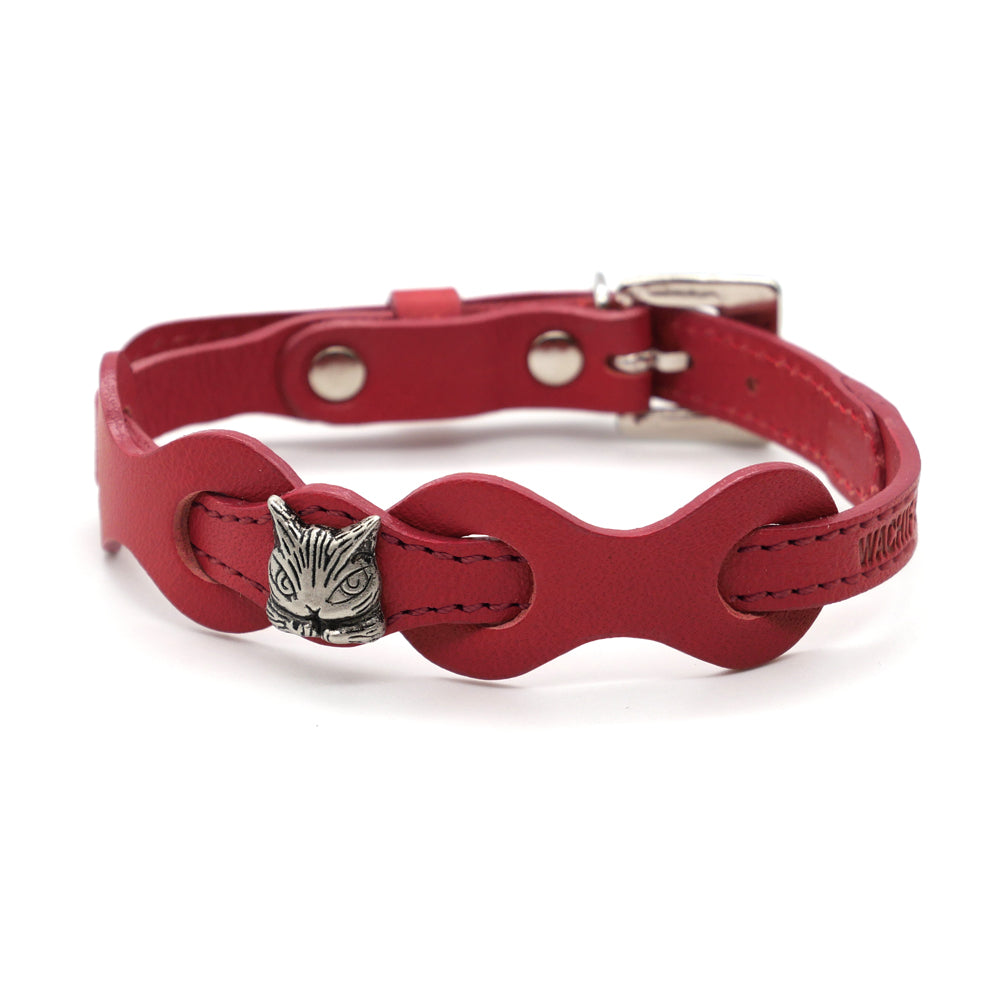 【予約】レザーリング猫首輪 赤