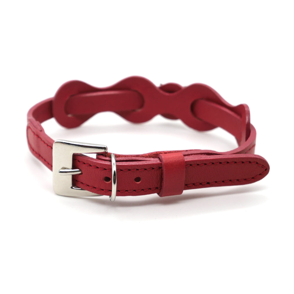 【予約】レザーリング猫首輪 赤