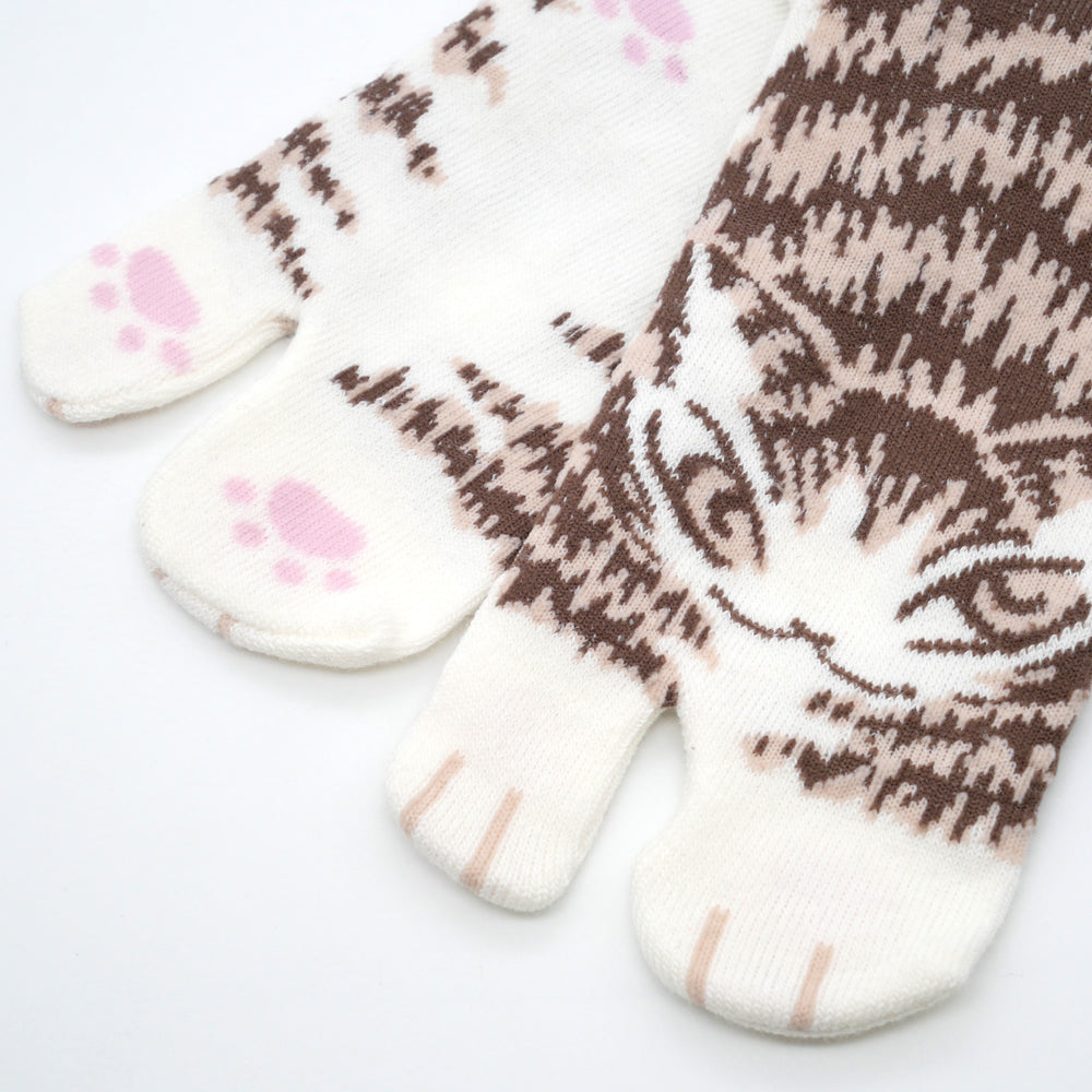 足袋ソックス　猫のしっぽ・薄青