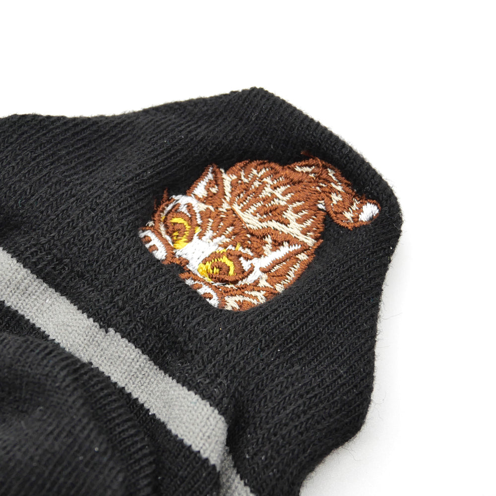 かかと刺繍ソックス 黒系