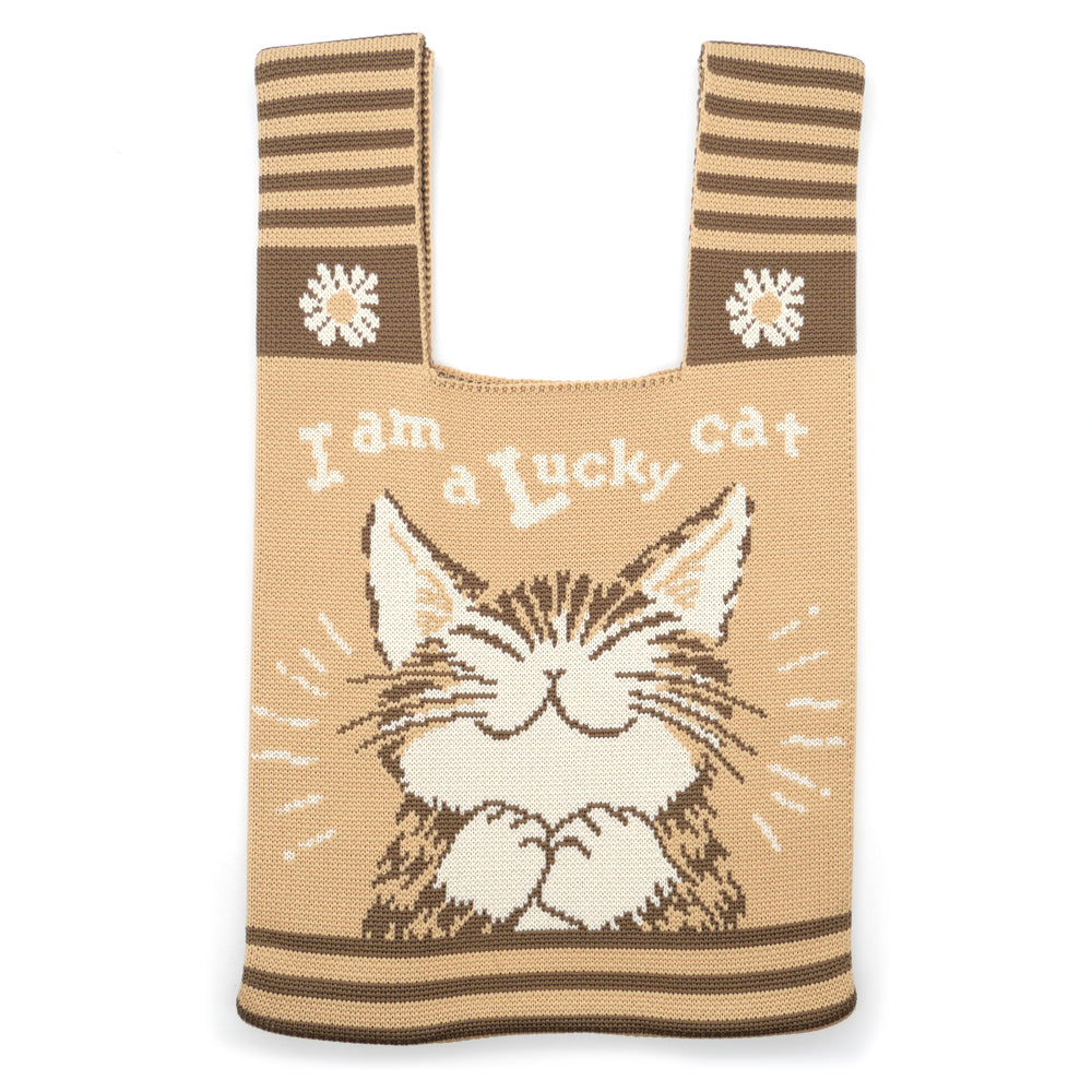 【予約】ニットバッグ　うんのいいねこ