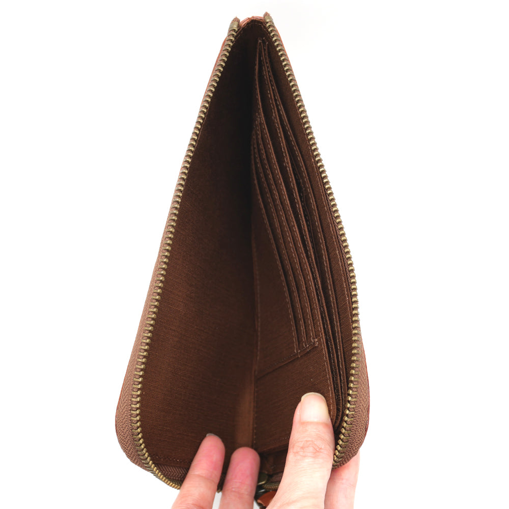 【予約】スリムレザー長財布　茶