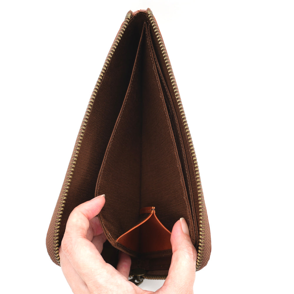 【予約】スリムレザー長財布　茶